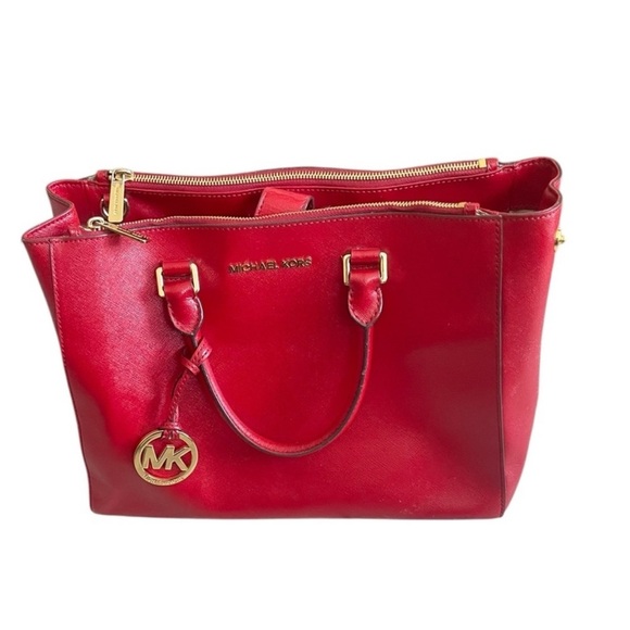 MICHAEL KORS Red Leather Satchel - Picture 1 of 15